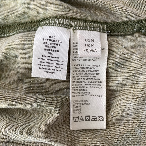 Free People Size M Green Camo Print Short Sleeve Casual T-Shirt Top - Picture 9 of 10